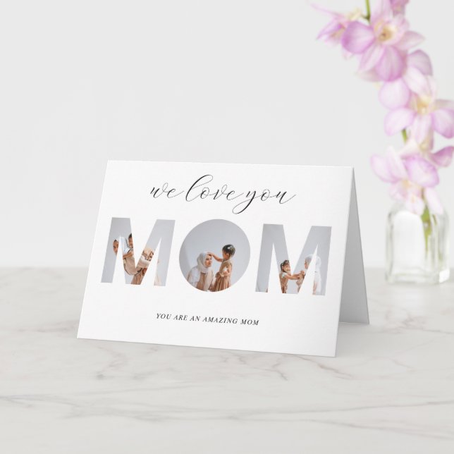 Tarjeta Carné del Día de la Madre con caligrafía gris blan (Orquídea)