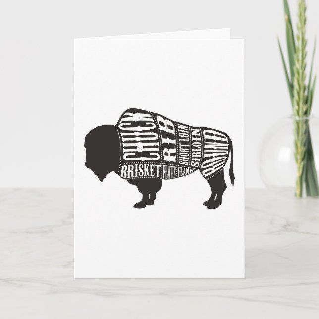 Tarjeta Carnicero De Bisón Corta Trozos De Carne (Anverso)