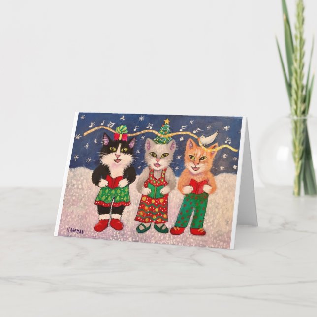 Tarjeta Caroling Cats (Anverso)