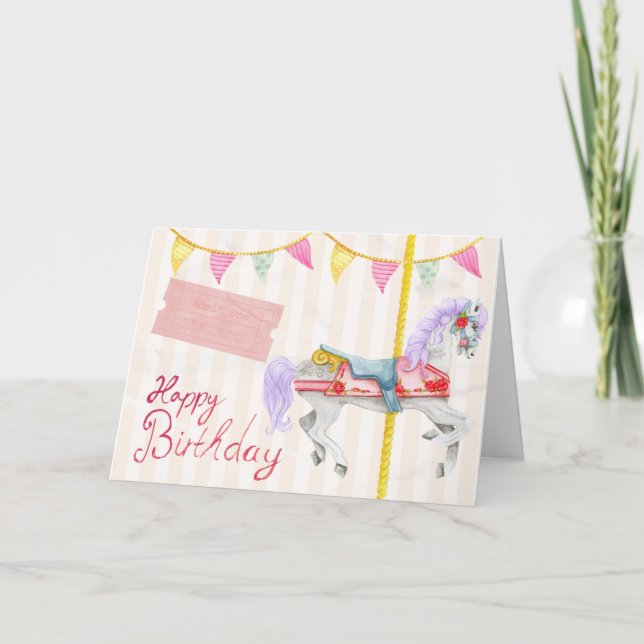 Tarjeta Carousel Happy Birthday (Anverso)
