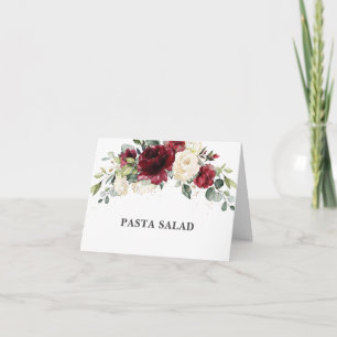 Tarjeta Carpa de comida de boda floral de Borgoña rústica 
