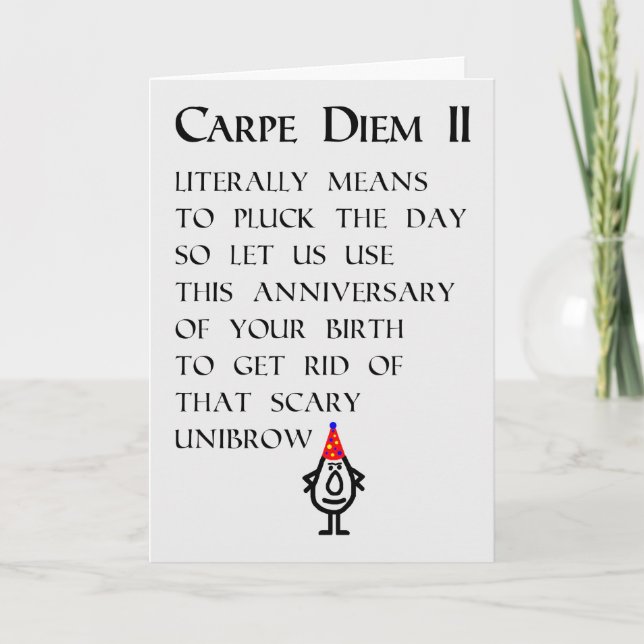 Tarjeta Carpe Diem II Poema de cumpleaños feliz (Anverso)