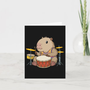 Tarjeta Carpincho baterista tocando tambores roedores dive