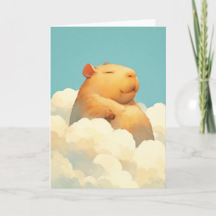 Tarjeta Carpincho Regordete Descansando en una Nube