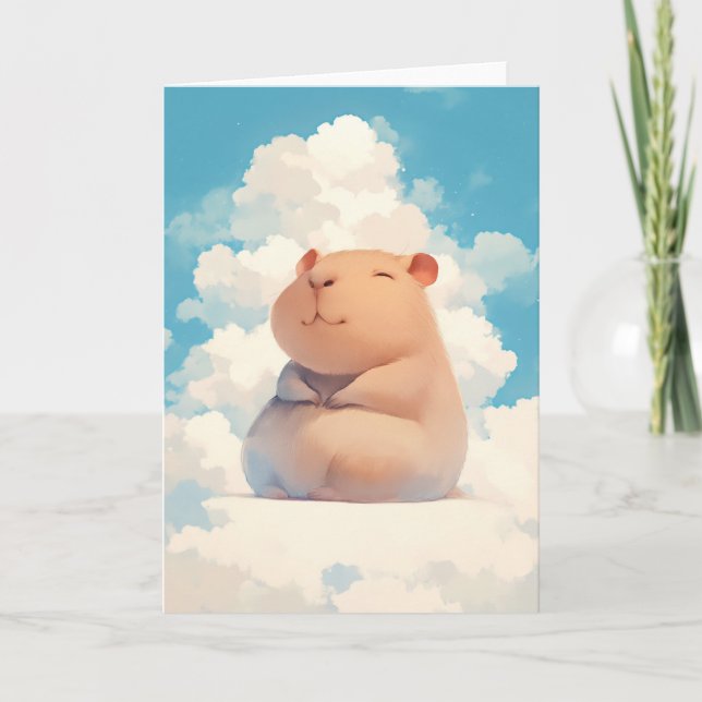 Tarjeta Carpincho relajándose en una nube (Anverso)