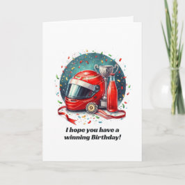 Tarjeta Carrera de Coche de Monograma de Edad Celebración 