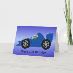 Tarjeta Carreras Azul auto personalizado 11º cumpleaños