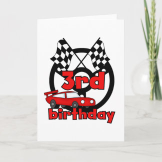 Tarjeta Carreras de coche 3 camisetas de cumpleaños y rega