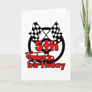 Tarjeta Carreras de coche 5 camisetas de cumpleaños y rega