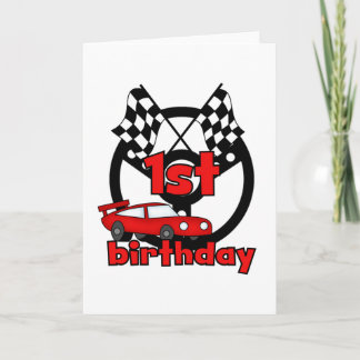 Tarjeta Carreras de coche Primer camisetas de cumpleaños y