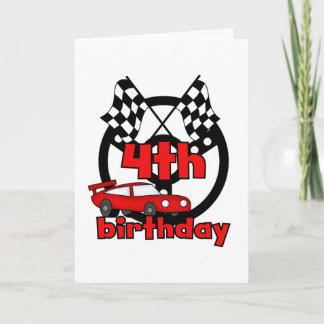 Tarjeta Carreras de coches 4ª camisetas de cumpleaños y re