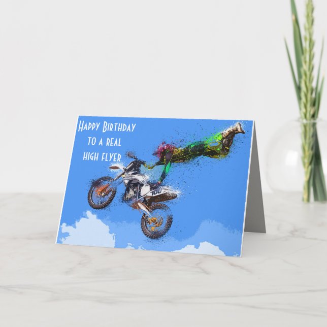 Tarjeta Carreras Motocross Motorcycle Cumpleaños (Anverso)