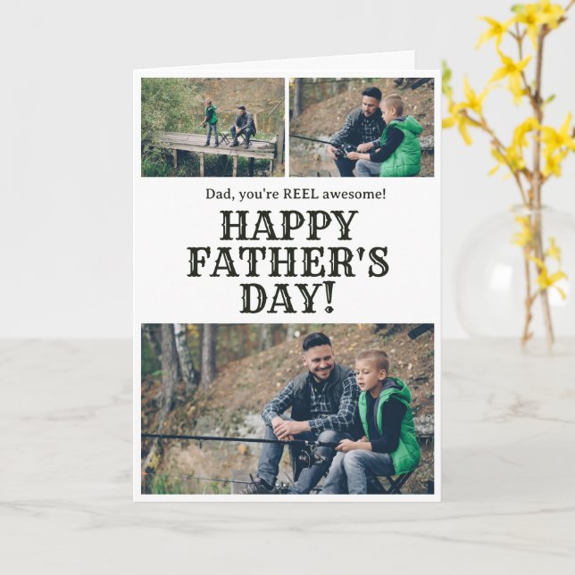 Tarjeta Carrete de Pesca del Día del Padre Personalizado c (flor amarilla)
