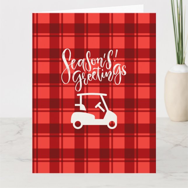 Tarjeta Carrito de golf con saludo de temporada sobre Navi (Anverso)