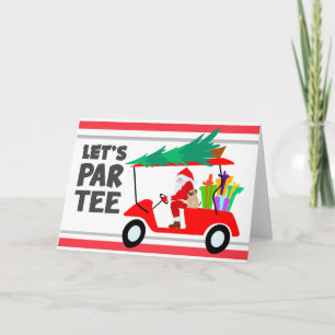 Tarjeta Carrito de golf con Santa Claus Let Par Tee Golfer