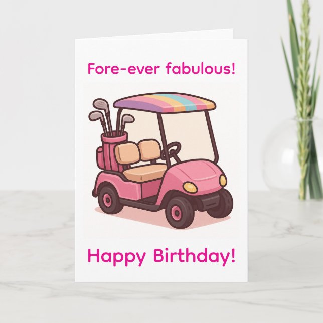 Tarjeta Carrito de Golf Rosa (Anverso)