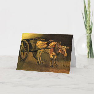 Tarjeta Carro con buey rojo y blanco de Vincent van Gogh