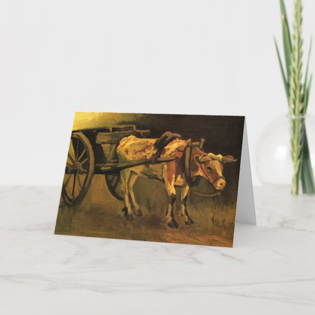 Tarjeta Carro con ox rojo y blanco (Vincent van Gogh) (Anverso)