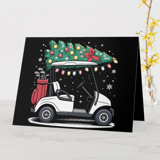 Tarjeta Carro de golf Árbol de Navidad Luces de Navidad De (flor amarilla)