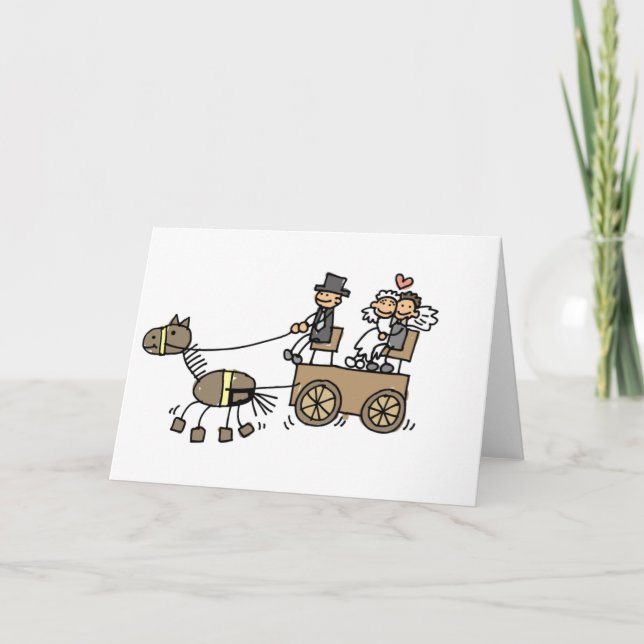 Tarjeta Carro traído por caballo para las bodas (Anverso)