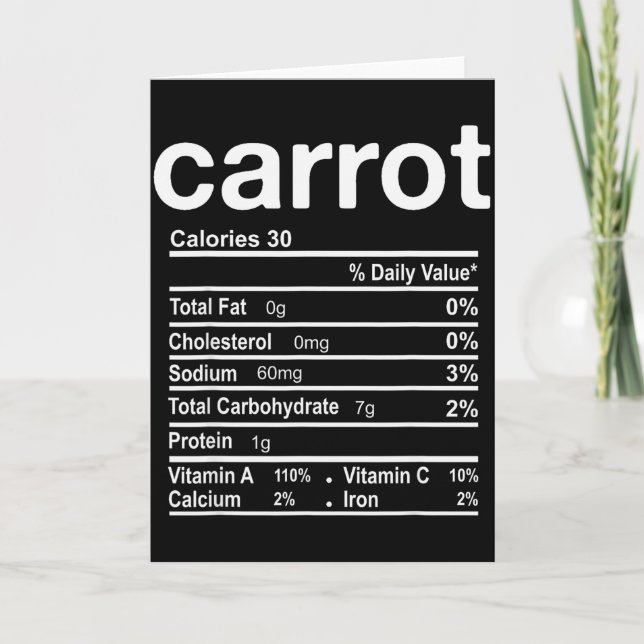 Tarjeta Carrot Nutrition Facts Funny Thanksgiving Christma (Anverso)