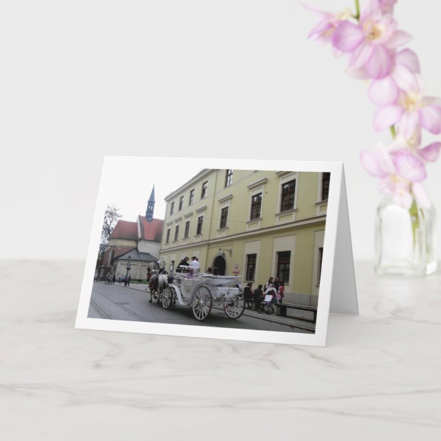 Tarjeta Carruaje de caballos en Cracovia, Polonia (Orquídea)