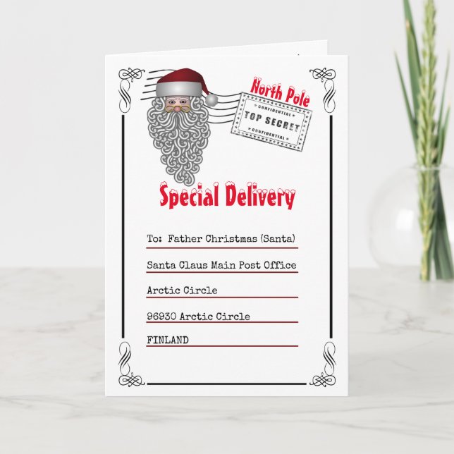 Tarjeta Carta al Polo Santa del Norte desde la foto de los (Anverso)