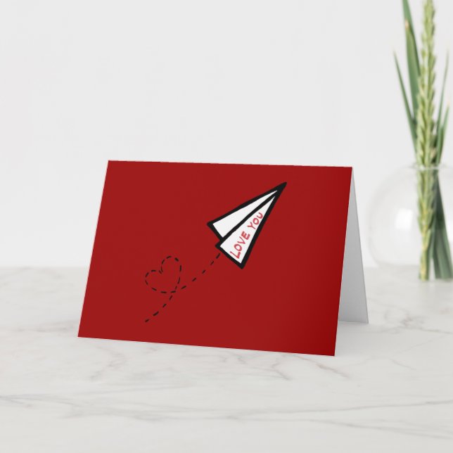Tarjeta Carta de amor de avión de papel (Anverso)