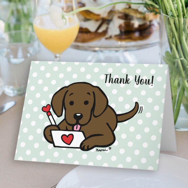 Tarjeta Carta de amor de chocolate labrador gracias (Chocolate Labrador Love Letter Design Thank You Cards for Labrador Owners.  Cute Cartoon Style Art.)