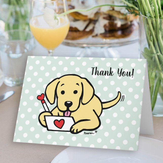 Tarjeta Carta de amor de los labradores amarillos gracias (Yellow Labrador Love Letter Design Thank You Cards for Labrador Owners.  Cute Cartoon Style Art.)