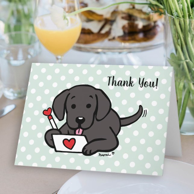 Tarjeta Carta de amor de los labradores negros gracias (Black Labrador Love Letter Design Thank You Cards for Labrador Owners.  Cute Cartoon Style Art.)