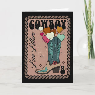 Tarjeta Carta de amor de vaquero, San Valentín retro, Hola