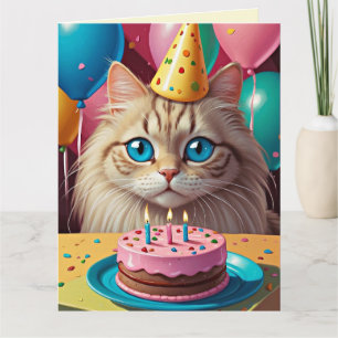 Tarjeta CARTA DE ARTE DE CUCHO DE CUERO CAT KITTEN CAKE Ta