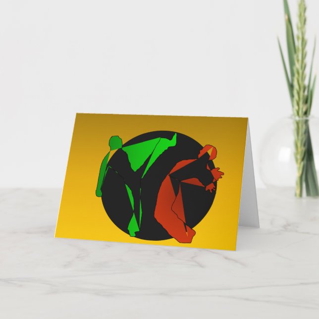 Tarjeta carta de cumpleaños de artes marciales de capoeira (Anverso)