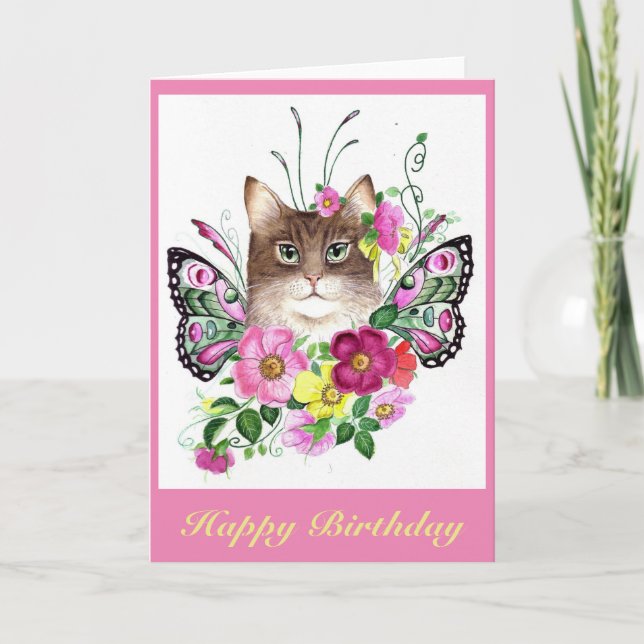 Tarjeta Carta de cumpleaños del hada del rosa salvaje (Anverso)