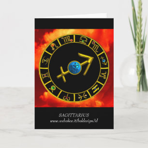 Tarjeta Carta de cumpleaños del zodiaco SAGITARIO Azul,Oro
