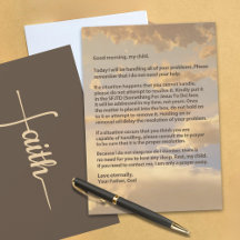 Carta de Dios Fe, Ánimo y Bendiciones 