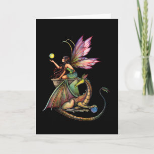 Tarjeta Carta de Dragón Hada Gótico por Molly Harrison