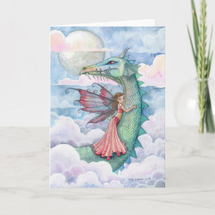 Tarjeta Carta de dragón hada rompe nubes por Molly Harriso