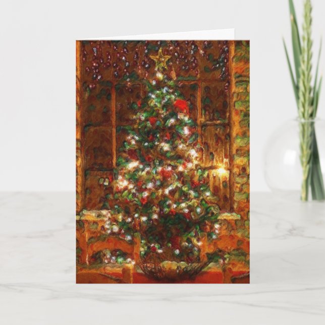 Tarjeta Carta de Navidades de escena pintada (Anverso)