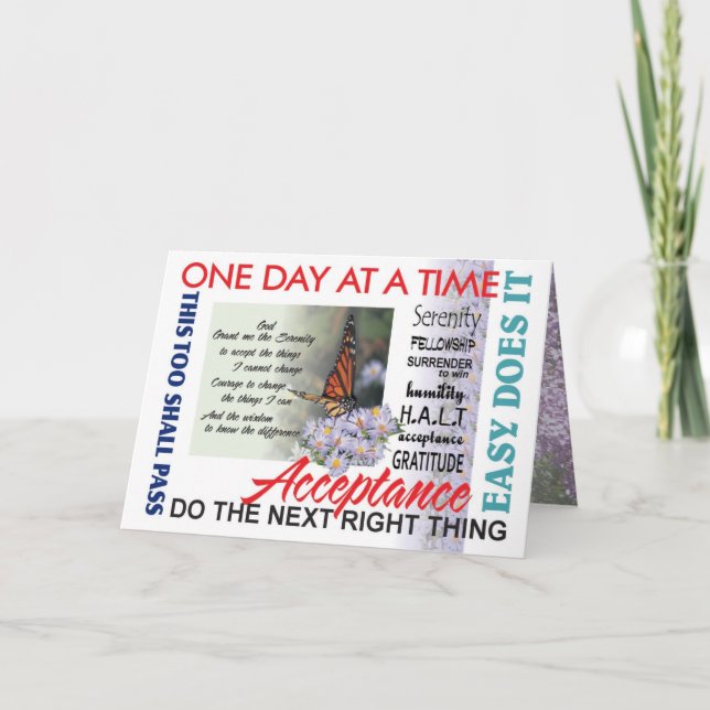 Tarjeta carta de oraciones e inspiración para la serenidad (Anverso)