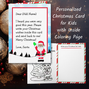 Tarjeta Carta de Papá Noel de Color   Página para Colorear