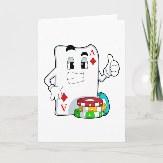 Tarjeta Carta de póquer con fichas de póquer (Anverso)