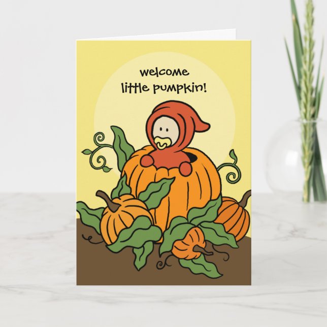 Tarjeta Carta de Recién nacido de calabaza de bienvenida d (Anverso)