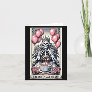 Tarjeta Carta de Tarot de la Reina de Cumpleaños Esqueleto
