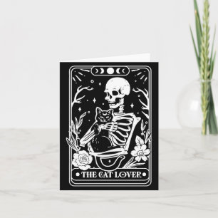 Tarjeta Carta de Tarot Esqueleto Los Amantes del Gato Negr