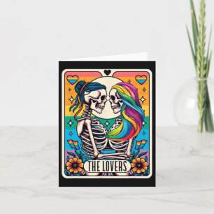 Tarjeta Carta de Tarot Los Amantes Arcoíris Besándose Lesb