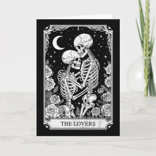 Tarjeta Carta de Tarot Los Amantes Esqueleto Góticx Hallow