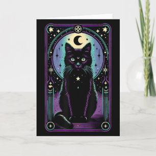 Tarjeta Carta de Tarot Luna Creciente Gato Negro Amante Ta