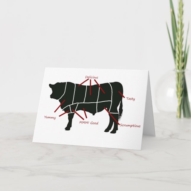 Tarjeta ¡Carta del carnicero de la carne de vaca - carne (Anverso)